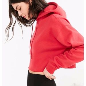 Reformation Jeans Cropped Red Hooded Sweatshirt